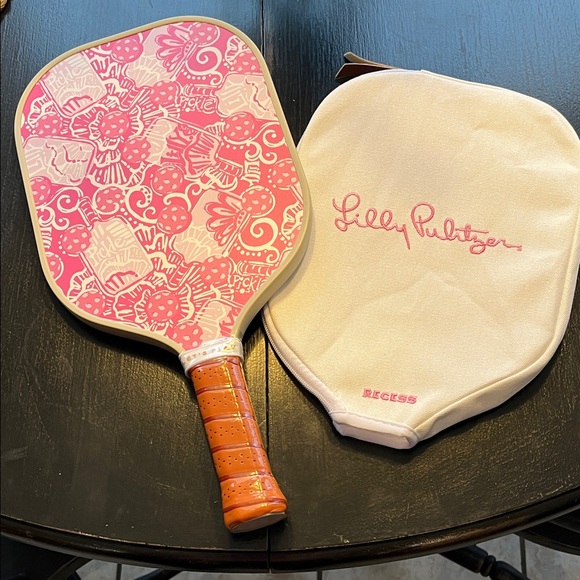 Lilly Pulitzer Pink and Orange Pickleball Paddle Set